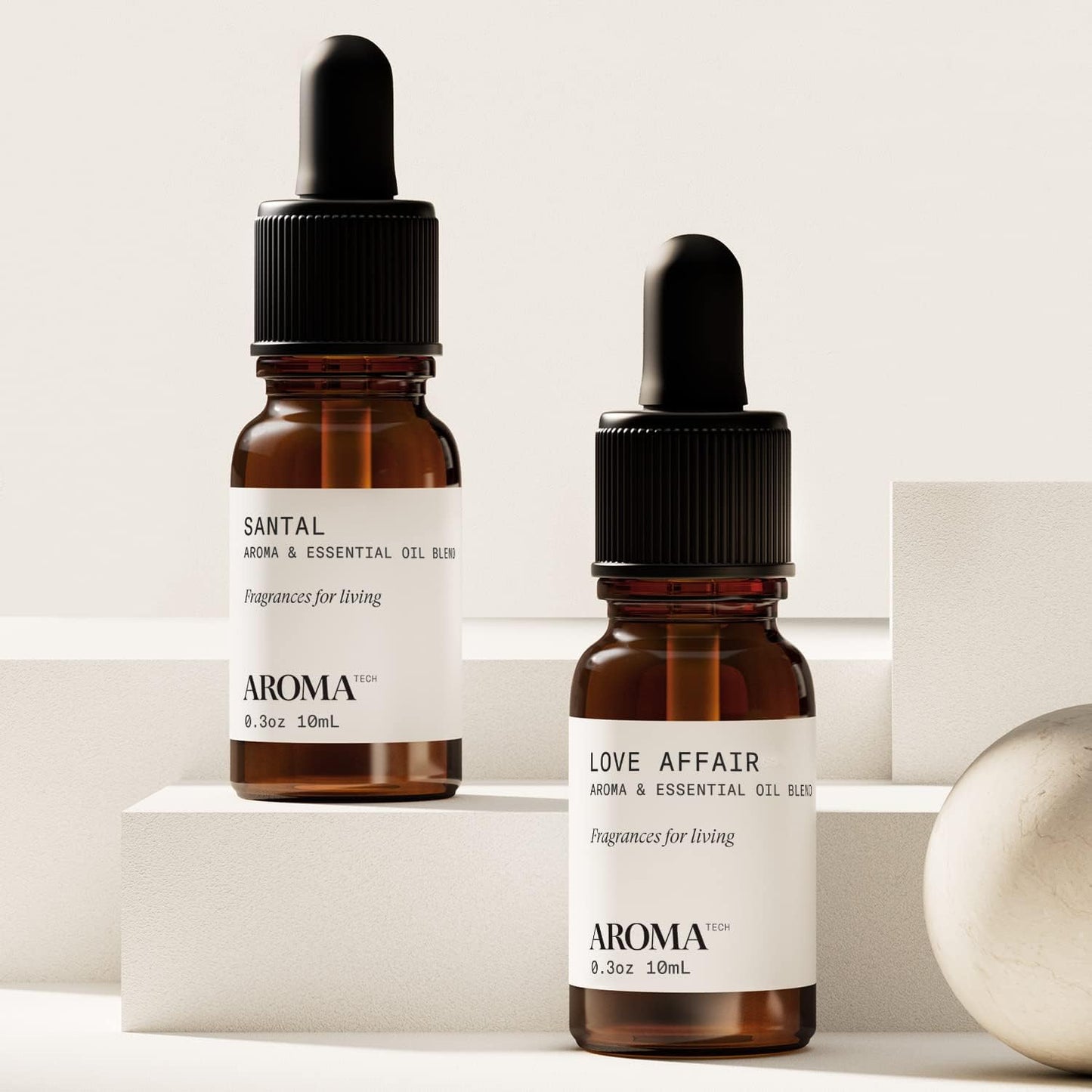 AromaTech Santal & Love Affair Set | Aroma Diffuser Essential Oils Blend of Santal Cardamom, Papyrus, Musk | Love Affair Jasmin, Saffron, Cedar, Ambergris - 10 Milliliter