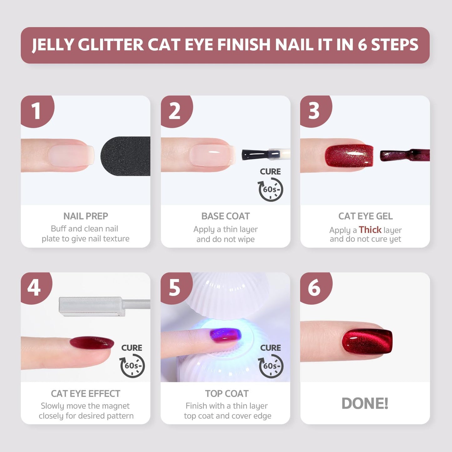 GAOY Dream World Glitter Red Cat Eye Gel Nail Polish Set with Magnet for Pink Blue Holographic Cat Eye, Salon Gel Manicure and Nail Art DIY at Home