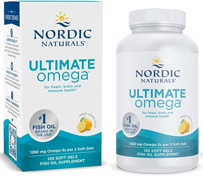 Naturals Ultimate Omega, Lemon Flavor - 120 Soft Gels - 1280 mg Omega-3 - High-Potency Omega-3 Fish Oil Supplement