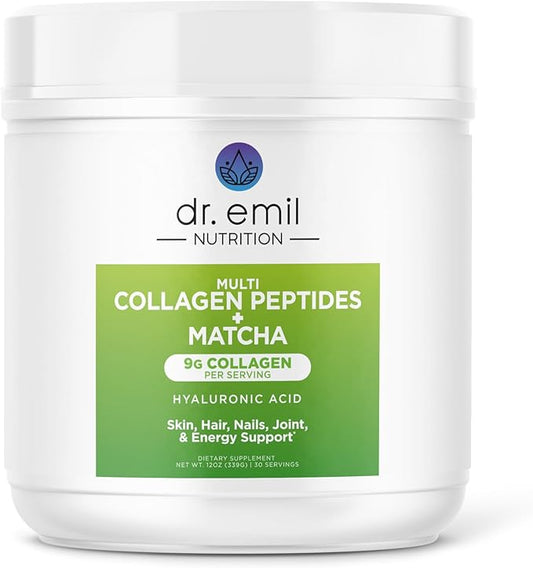 Collagen Peptides Powder - Matcha Green Tea Collagen Powder for Women - Collagen Supplements for Hair, Skin & Nails with Hyaluronic Acid - 9g Protein per Serving