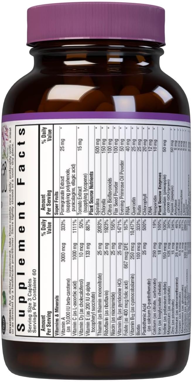 Bluebonnet Nutrition Super Earth MultiNutrient Formula (with Iron), for Daily Nutritional Support, Gluten-Free, Kosher Certified, Dairy Free, Vegetarian Friendly, 60 Servings, Green, 180 Count
