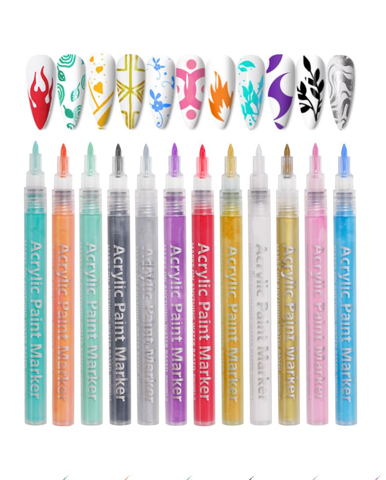 3 Gold and 3 Silver Nail Polish Pens Set, Nail Art Pen, Nail Pencil, DIY Drawing Painting Pen, for Nails DIY (3 Gold+3 Silver)