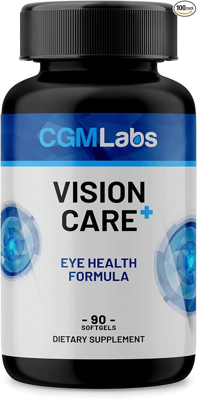 Vison Care Plus - Complete Dietary Supplement for Your Vision- Lutein 20mg, Zeaxanthin, Vitamin A, Bilberry Extract - 90 Softgels by CGM Labs