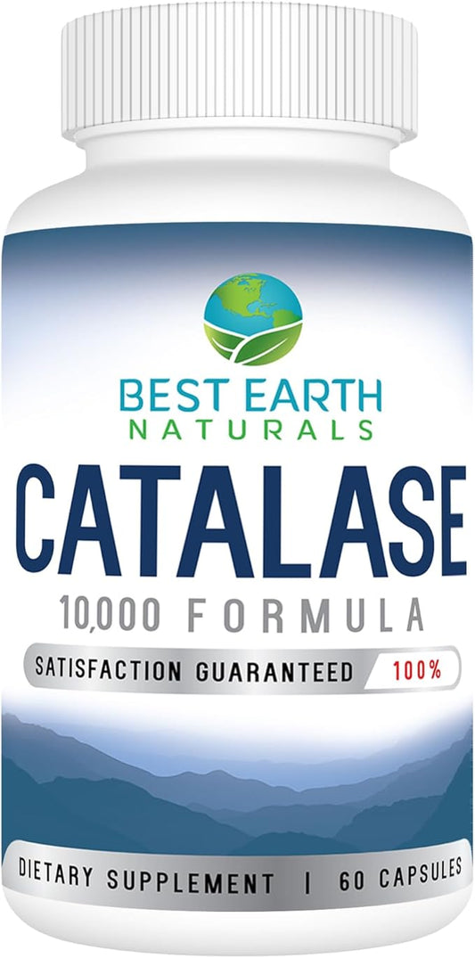 Best Earth Naturals Catalase Supplement 10,000 with Saw Palmetto, Biotin, Fo-Ti, PABA - Hair Supplements for Strong Hair - 60 Capsules