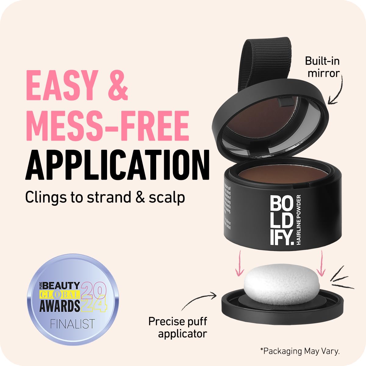 BOLDIFY Hairline Powder (LARGE, 10g) - Root Touch Up Hair Color for Gray Coverage - Bald Spot Concealing Hair Powder for Women & Men - 48-Hour Stain-Proof - Dark Brown