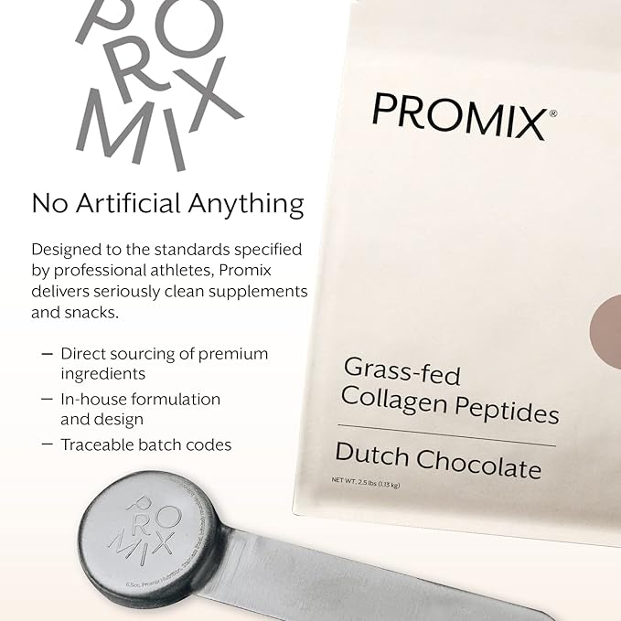 Promix Collagen Peptides, Chocolate, 2.5lb Bulk - Hydrolyzed Collagen Protein Promotes Healthy Skin, Bones, Joints & Recovery Support - Add to Shakes, Smoothies, Beverages & Baking recipes
