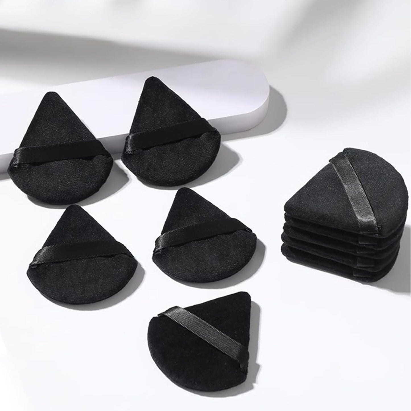 120 Pieces Powder Puff Face Triangle Powder Puff Soft Velour Makeup Puff Velour Puffs for Face Wet and Dry Cosmetic Foundation,Body Powder Blender Loose Mineral Powder Makeup Tool(Black)