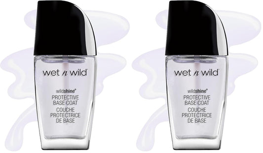 wet n wild Nail Polish Wild Shine, Protective Base Coat, Nail Color (Pack of 2)