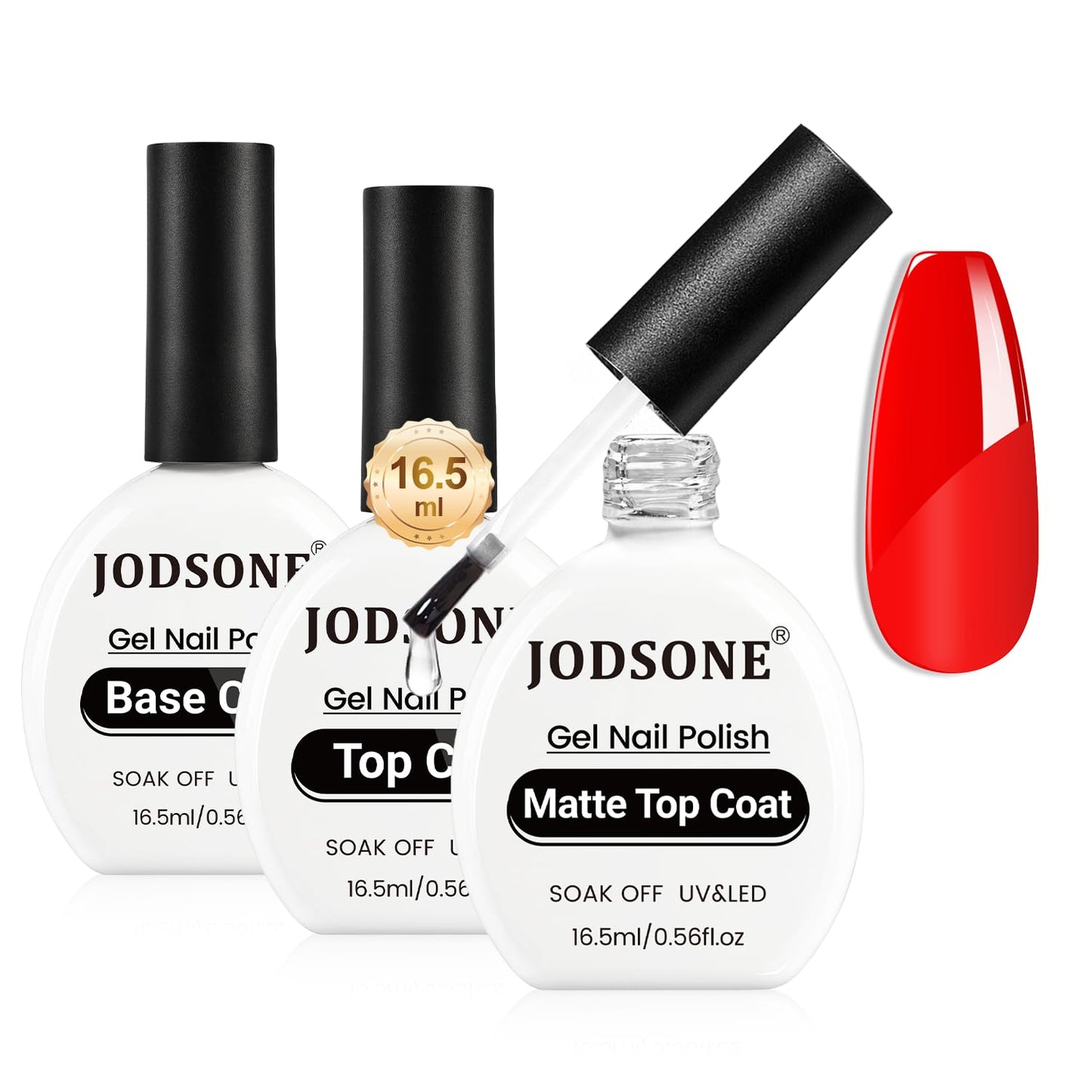 JODSONE 3Pcs Base Coat Glossy Top Coat Matte Top Coat for Long Lasting Shine and Velvety Finish 16.5ml Each Salon-Quality Nail Care Set