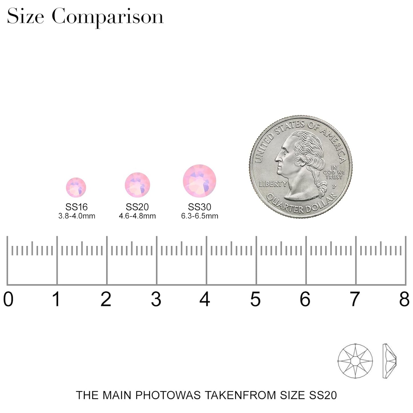 Novani Pink Opal Rhinestones 288pcs Flat Back Round Rhinestone Style 2088 Sparkly Crystal Gemstones for Nail Art and Crafting SS30,6.4-6.6mm