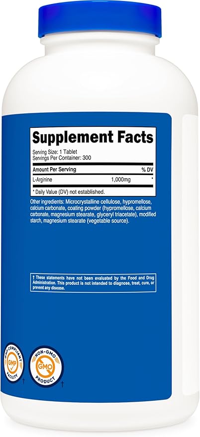 Nutricost L-Arginine 1000mg, Amino Acid Tablets (300 Tablets)
