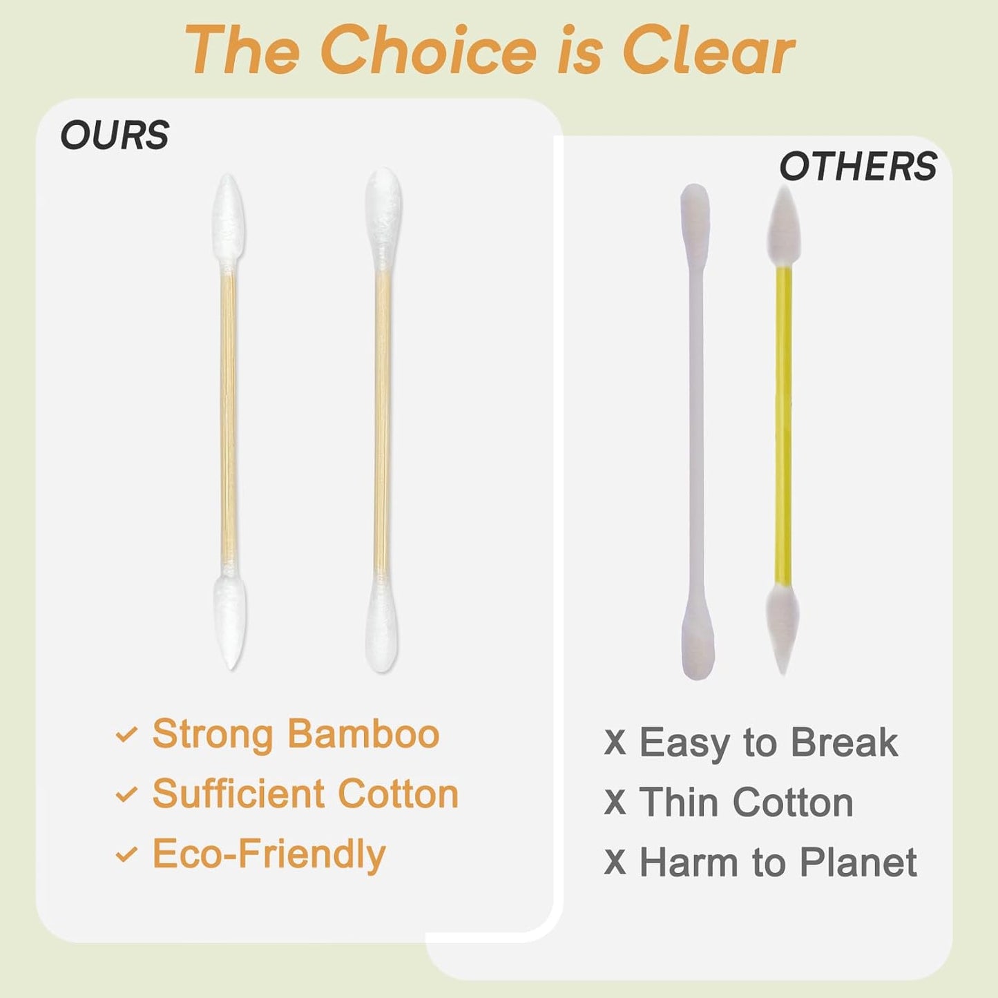 Bamboo Cotton Swabs 1000 Counts in Storage Box, Organic Cotton Buds with Durable Bamboo Sticks, Biodegradable Swabs for Makeup, Ear Care, Cleaning, Pet Grooming, Crafts（Pointed+Round Tips）