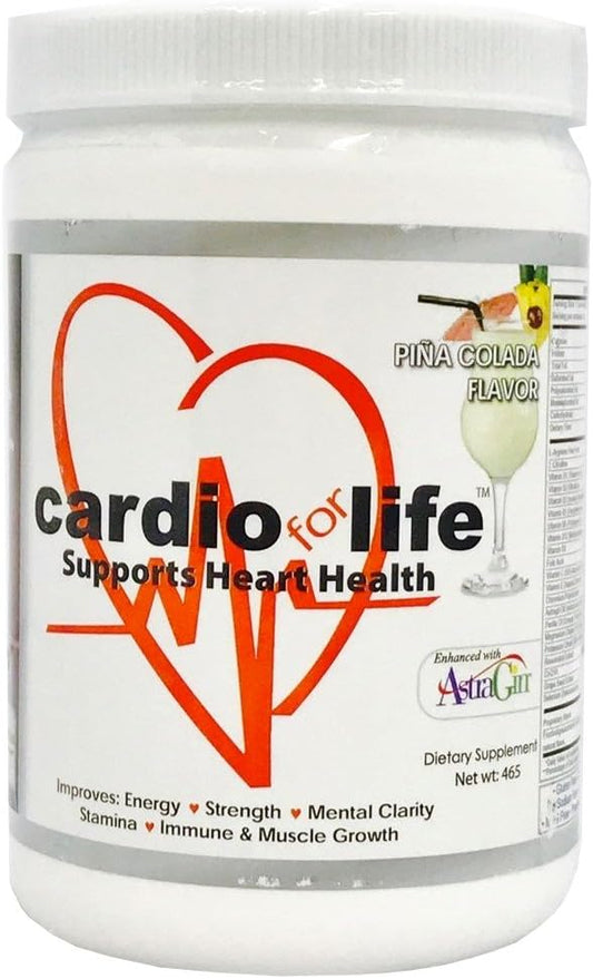 Cardio for Life L-Arginine Powder 16oz - Pina Colada - Natural Nitric Oxide Supplement for Cardiovascular Health - Increase Energy