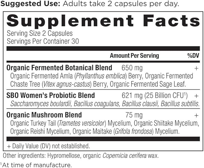 Probiotics for Women by Ancient Nutrition, SBO Probiotics Women's 60 Ct, Digestive and Immune Support, Bloating Relief for Women, Gluten Free, Superfoods Blend, 25 Billion CFUs*