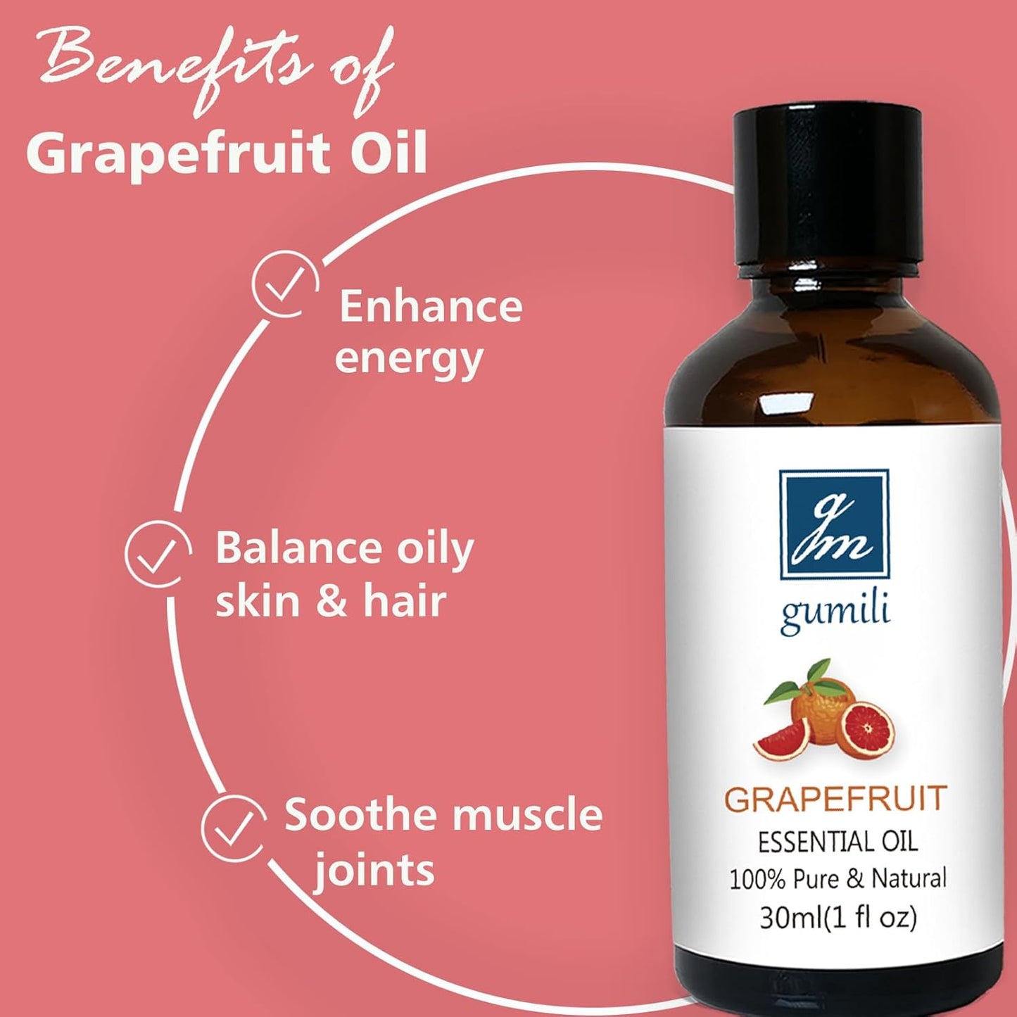 Grapefruit Essential Oil 1 Oz - 100% Pure Grapefruit Oil for Skin, Hair, Diffuser & Cleaning, Natural Citrus Aroma