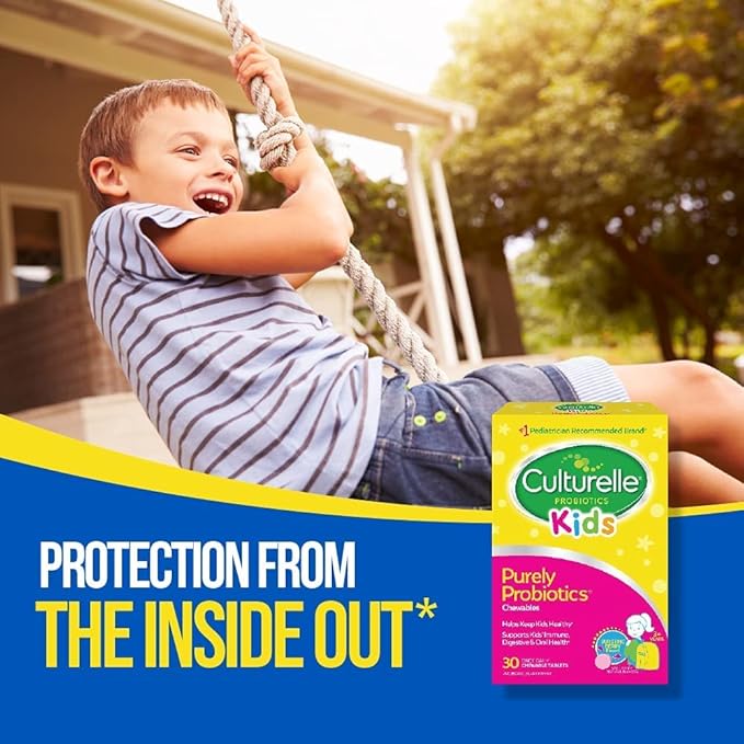 Culturelle Kids Chewable Daily Probiotic for Kids, Ages 3+, No.1 Pediatrician-Recommended Brand, Natural Berry, Daily Probiotics for Digestive Health, Oral Care & Immune Support, 2 Month Supply