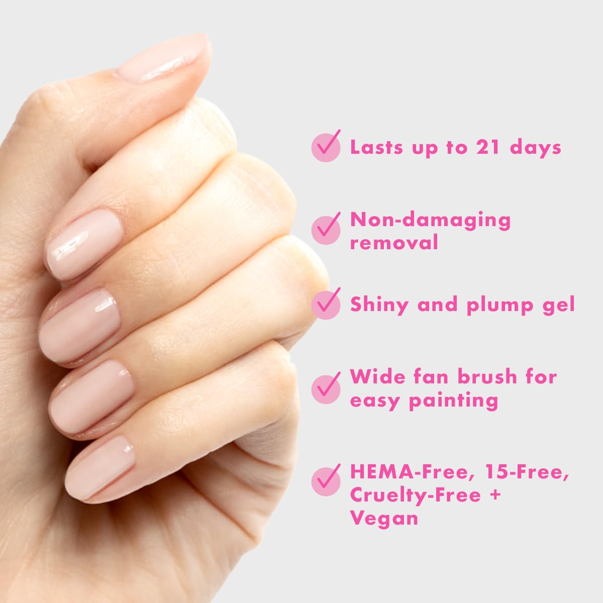 Olive & June Gel Polish | UV LED Nail Lamp Needed | Long Lasting Formula | Up to 21 Days of Wear | Damage-Free Removal | Salon-Quality Manicure, Pedicure at Home | CCT | Sheer Pink