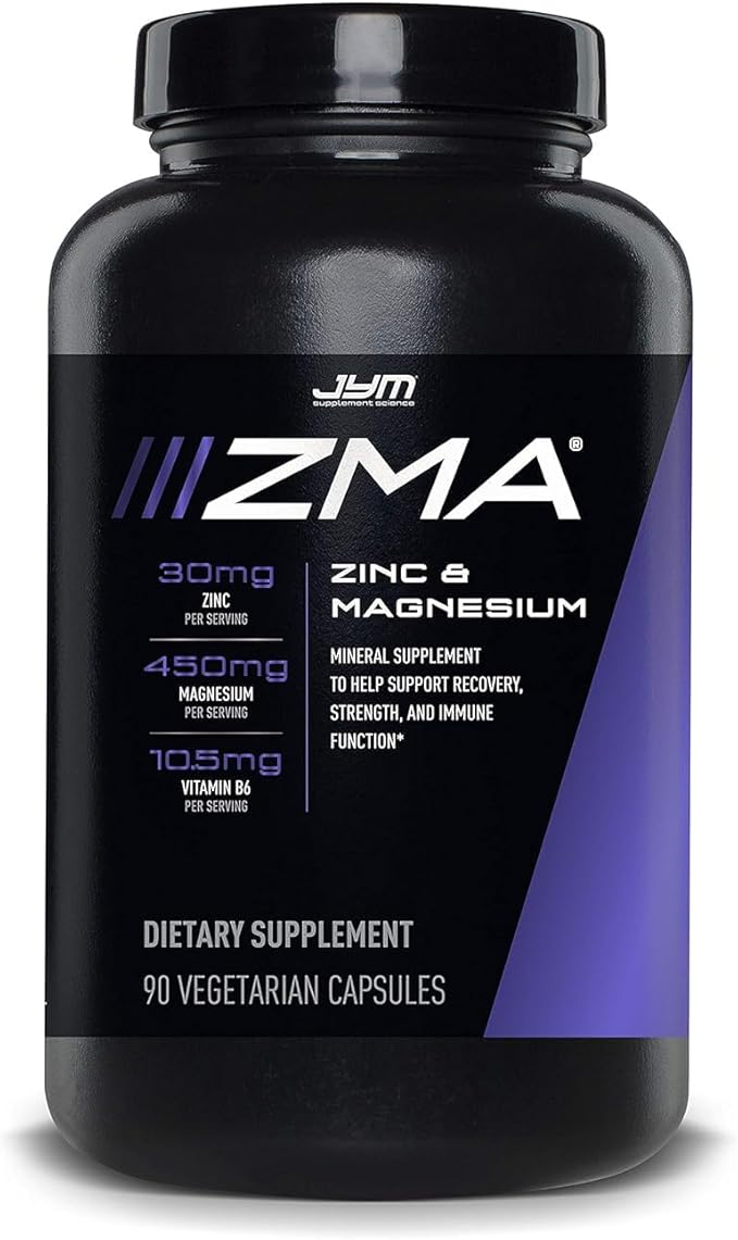 ZMA JYM, Zinc & Magnesium Supplement - Zinc, Magnesium and Vitamin B6, YM Supplement Science, 90 Vegetarian Capsules