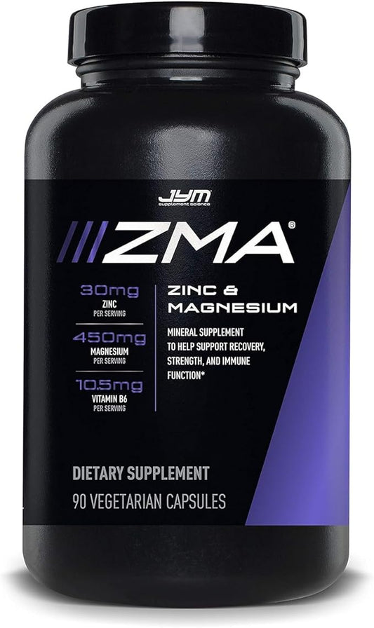 ZMA JYM, Zinc & Magnesium Supplement - Zinc, Magnesium and Vitamin B6, YM Supplement Science, 90 Vegetarian Capsules