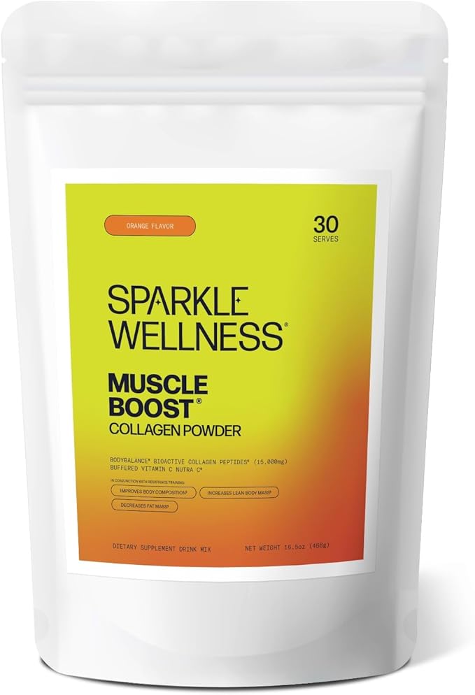 Muscle Boost (Orange) [30-Serves] | Collagen Supplement Powder with Hydrolyzed BODYBALANCE Collagen Peptides & Buffered Vitamin C | Improves Body Composition