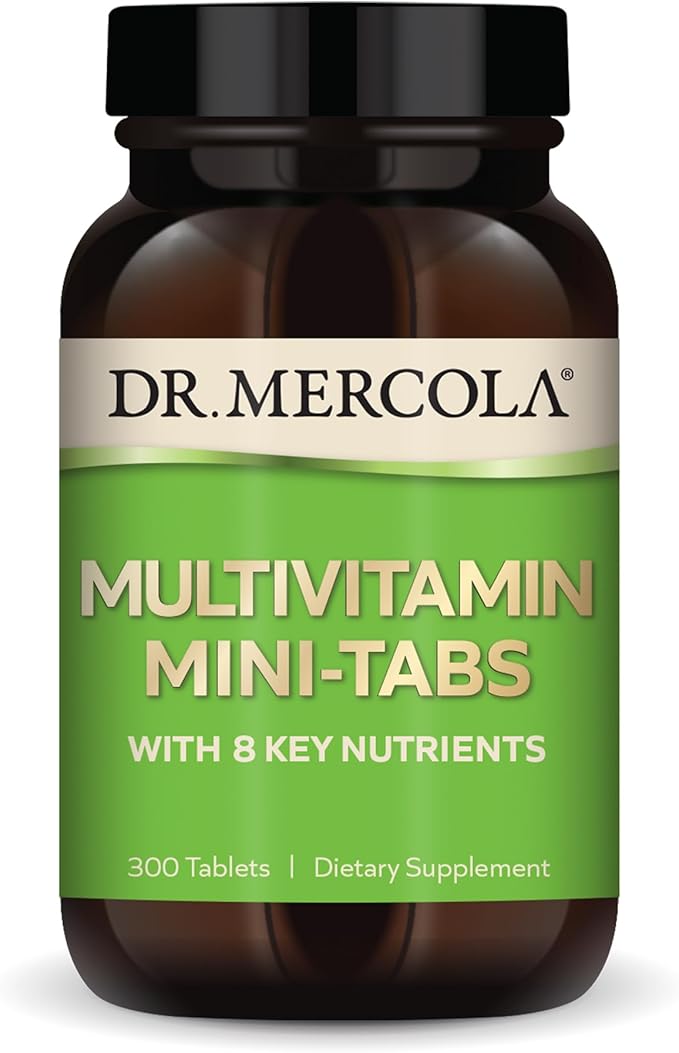 Dr. Mercola Multivitamin Mini-Tabs, 30 Servings (300 Tablets), with 8 Key Nutrients, Dietary Supplements, Supports Immune and Brain Health, Non-GMO
