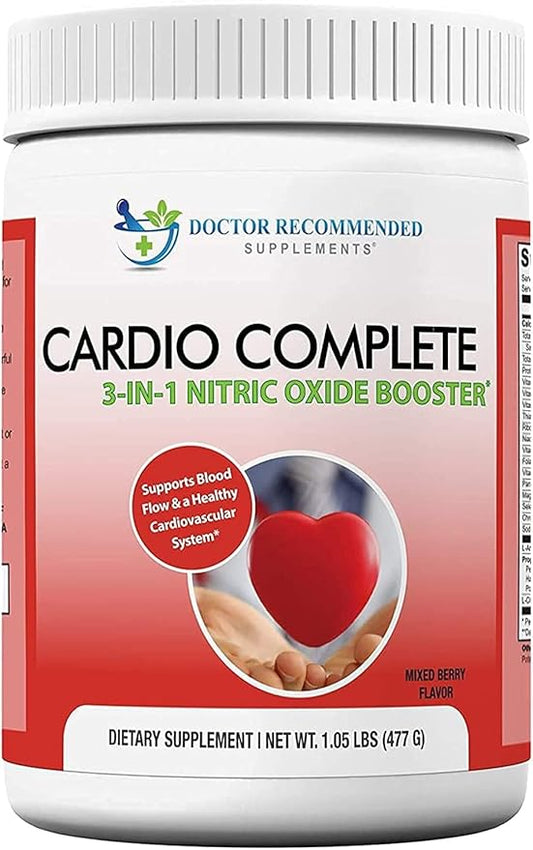 Cardio Complete - Heart Health Support Powder Supplement - 3-in-1 Nitric Oxide Booster with 5,000 L-Arginine, 1,000mg L-Citrulline, and Hawthorn Berry