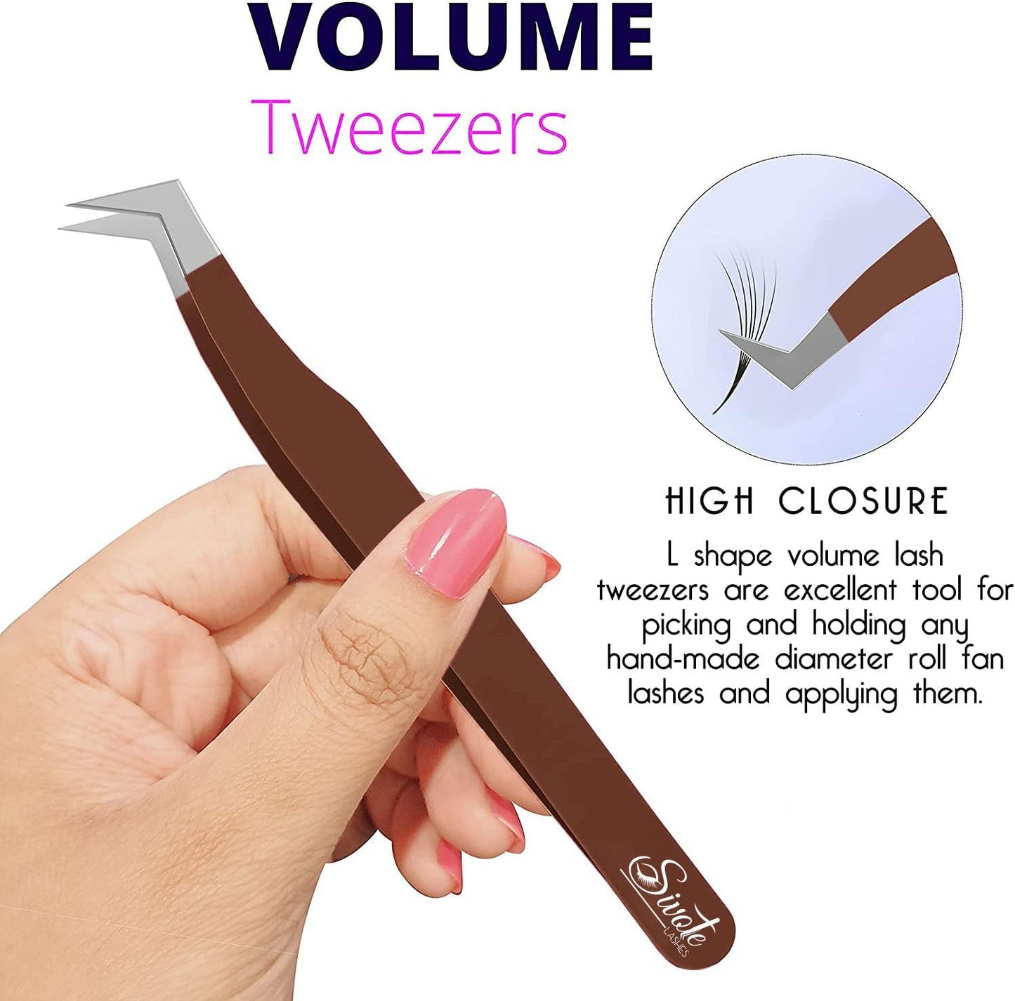 SIVOTE Lash Tweezers for Eyelash Extensions for Volume, Isolation & Classic Lashes, 3 Pack, Chocolate