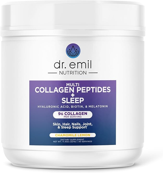 DR. EMIL NUTRITION Collagen Peptides Powder Plus Sleep Support - Collagen Powder for Women with 5-HTP, Melatonin & L-Theanine - Collagen Supplements with Biotin for Hair, Skin & Nails