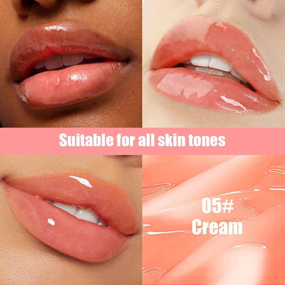 Summer Hydrating Lip Butter Balms Lip Gloss,Natural Vegan Lip Balm Tinted for Instant Moisture,Shine,Hydration Sheer-Tinted,Soothes & Softens Dry Lips,Bálsamo labial hidratante 05#Cream (0.5 FlOz)