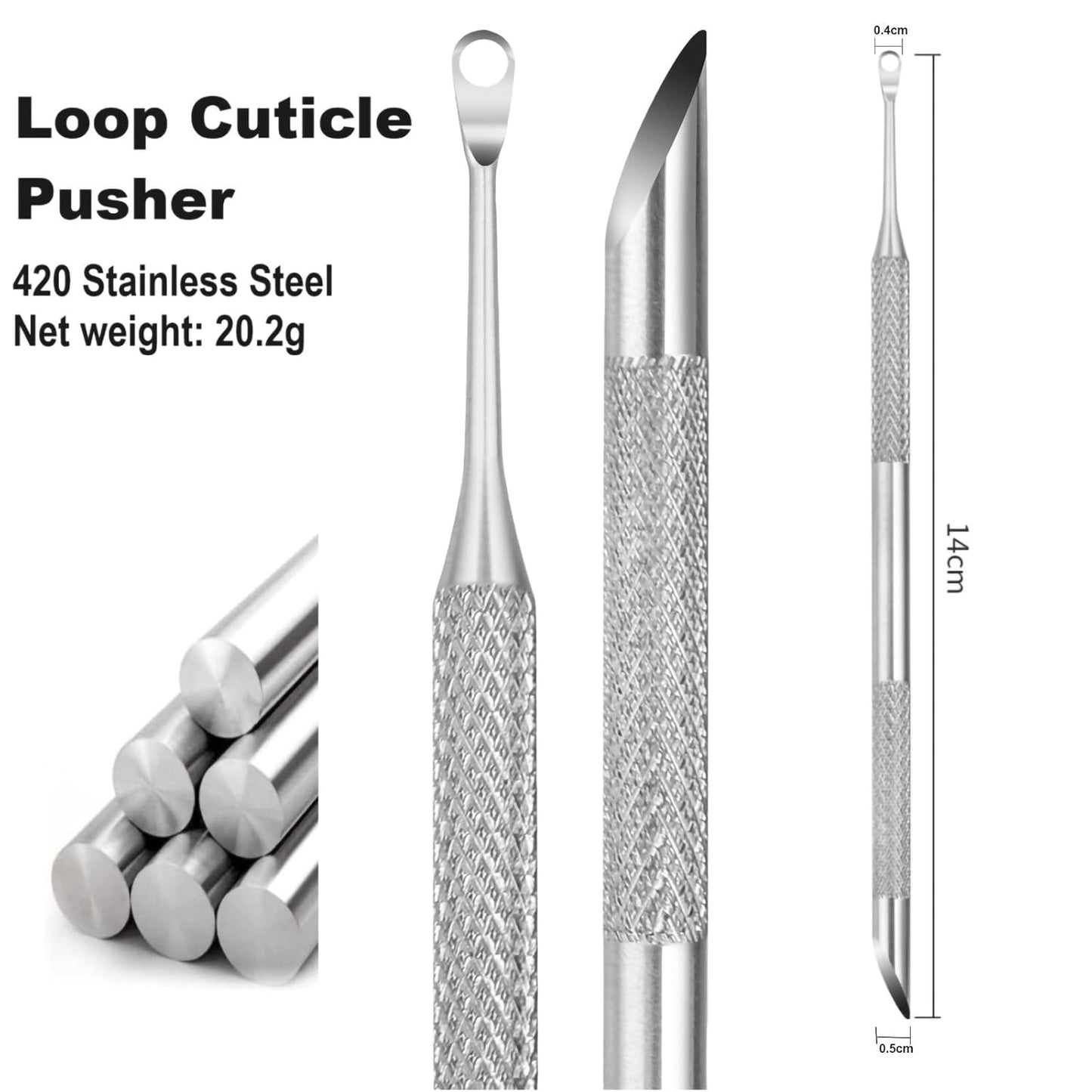 Pre-treatment Cuticle Pusher, Russian Prep Nail Pushers, Dual Ended Cuticle Remover with 100/180 Grit Sandpaper Sheets, Nail Care for Manicure Pedicure Nail Art