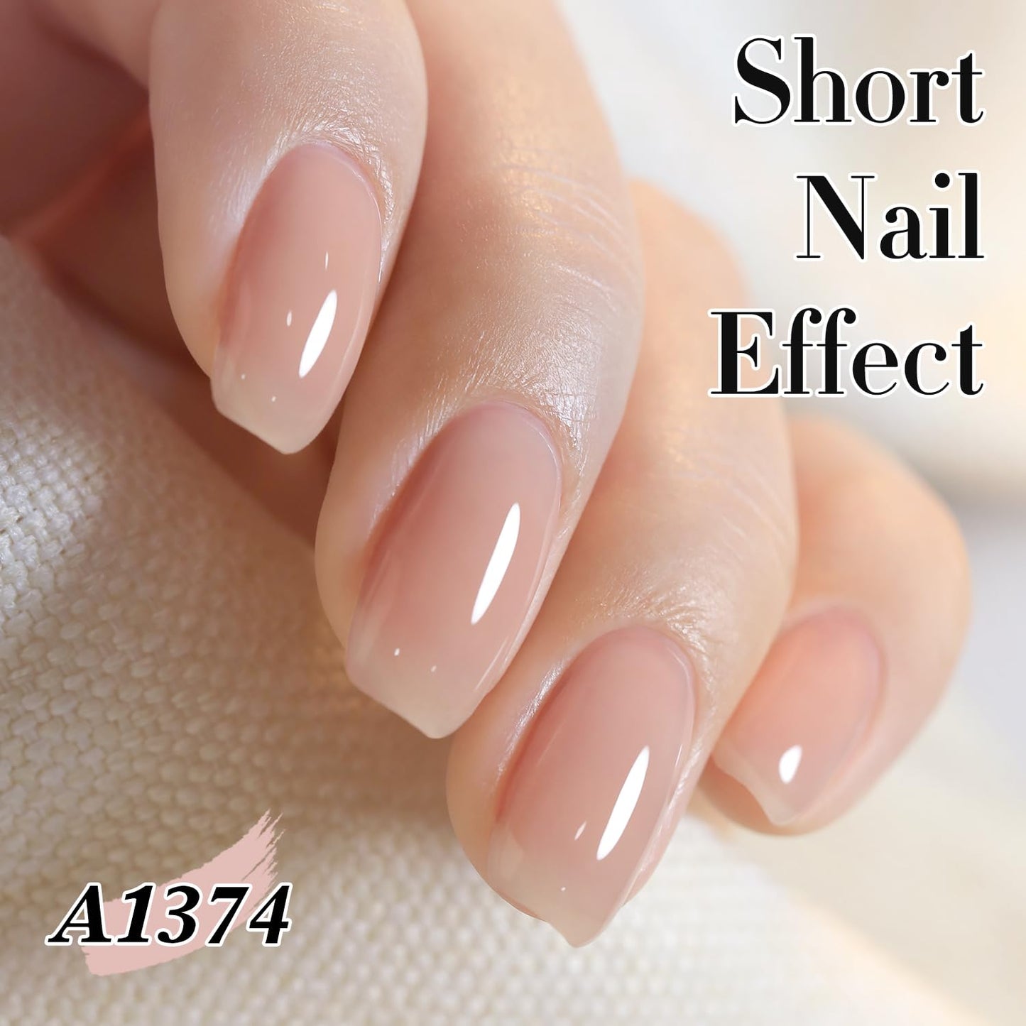 Double Rhythm Translucent Gel Polish Sheer Neutral Natural Light Milky Same Color Same Bottle 15ML Jelly Polish Art DIY at Home (Milky Pink -A1374)