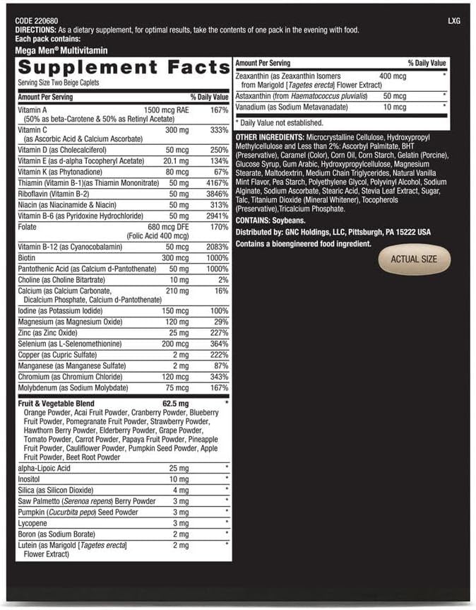 GNC Mega Men Stress Relief Vitapak, Stress & Cortisol Management, 30 Count