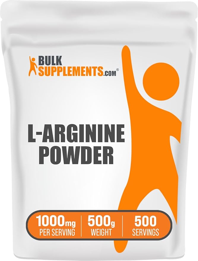 BulkSupplements.com L-Arginine Powder - Arginine 1000mg, Arginine Supplement - Nitric Oxide Supplement, Unflavored & Gluten Free, 1000mg per Serving, 500g (1.1 lbs) (Pack of 1)