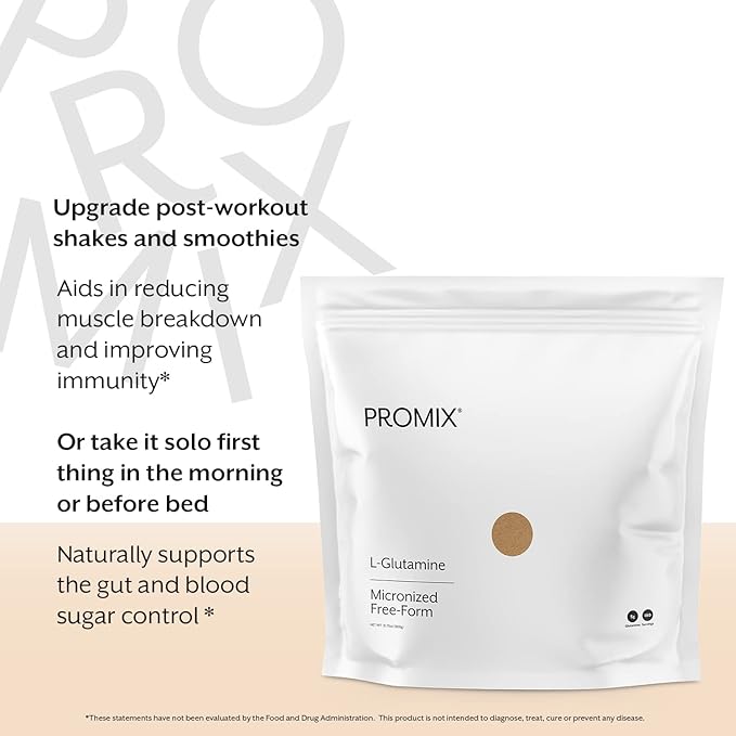 ProMix Nutrition L Glutamine Powder Supplement, Pure micronized Free Form l-glutamine - Muscle Recovery, Digestive Support, Gut Health - Unflavored, 2lb