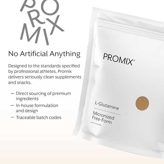 ProMix Nutrition L Glutamine Powder Supplement, Pure micronized Free Form l-glutamine - Muscle Recovery, Digestive Support, Gut Health - Unflavored, 2lb