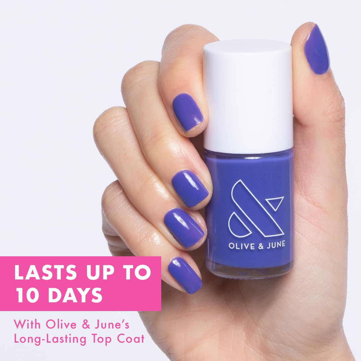 Olive & June Long Lasting Nail Polish | Plump Gel-Like Finish No Lamp Needed | Lasts up to 10 days | Salon-Quality at Home | 15-Free Vegan Cruelty-Free Chip-Resistant Shine | House of O&J Regal Purple