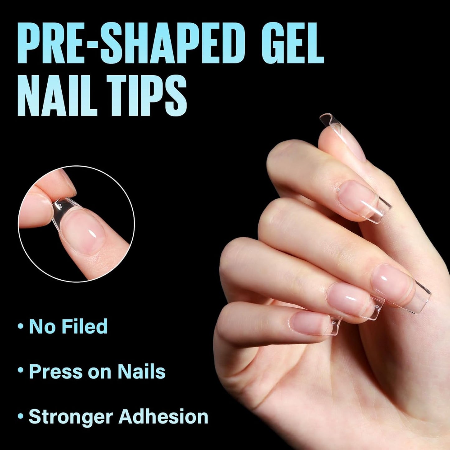 TOMICCA Short Square Nail Tips, 504Pcs Soft Acrylic Nail Tips Square, Press on Nail Acrylic False Nails for Nail Extension DIY Nail Salon 12 Sizes