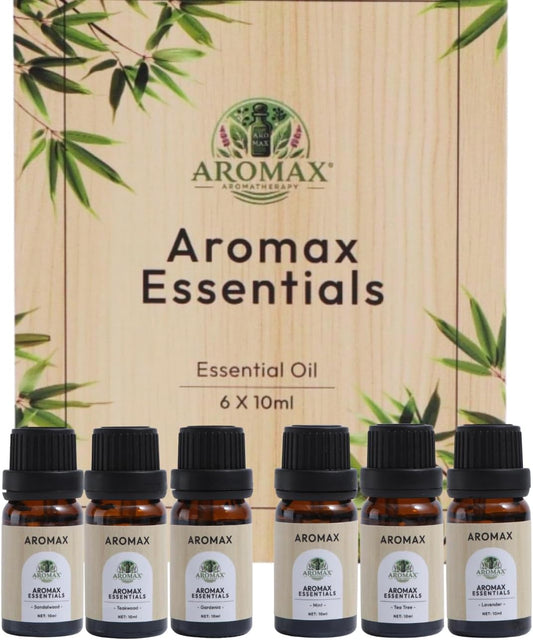 Aromax Essentials 100% Pure Essential Oils Set for Diffuser, Aromatherapy & Relaxation - Best Aromatherapy Starter Kit