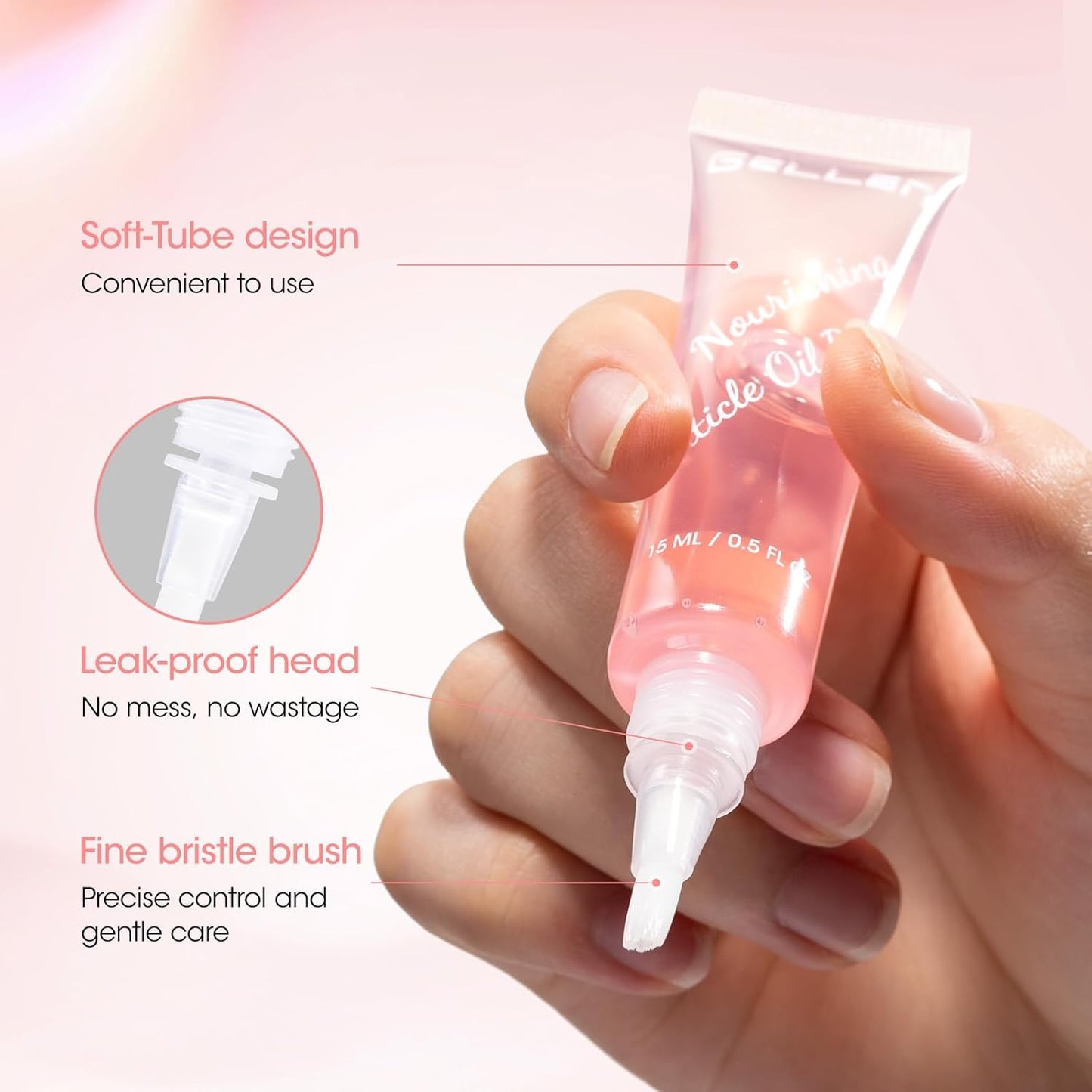 Gellen Cuticle Oil, Nourishing Nail Growth Oil Pen | Rich with Jojoba Oil & VE Soften Cuticles Strengthen Healthier-Looking Nails, Brush Applicator, Pro Care for Nails & Dry Hands, Strawberry Scent