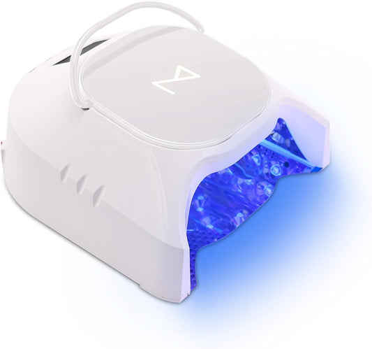 M - GlowPro Professional Hybrid 86W Wireless Rechargeable UV LED Nail Curing Lamp Cordless Nail Dryer for Gel Nails, Manicure, Pedicure (White)