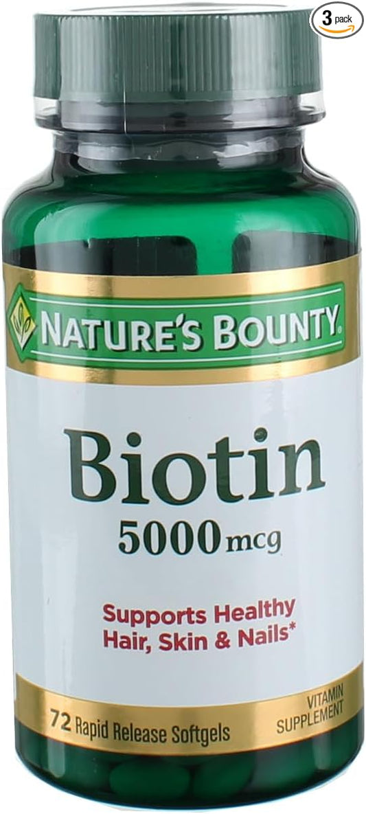 Nature's Bounty Biotin 5000 mcg Liquid Softgels 72 ea (Pack of 3)