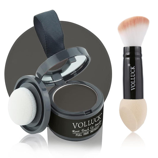 Root Touch Up Powder, Instantly Gray Root Cover Up Hairline Powder, Hair Concealer for Women and Men (A-Black, 2PC)