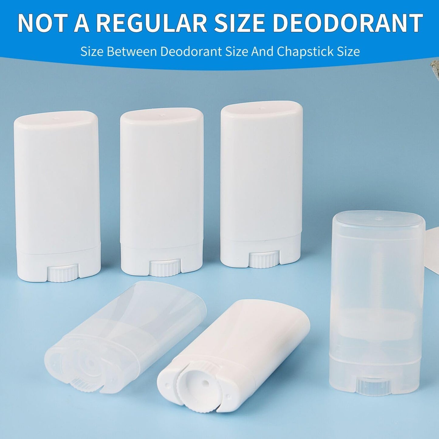 Empty Oval Deodorant Lip Lipstick Balm Tubes Containers Plastic (20-Pack) (15ml, white)