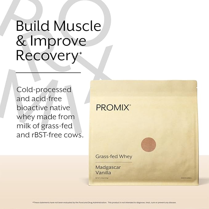 Promix Whey Protein Powder, Vanilla - 2.5lb Bulk - Grass-Fed & 100% All Natural - ­Post Workout Fitness & Nutrition Shakes, Smoothies, Baking & Cooking Recipes - Gluten-Free & Keto-Friendly