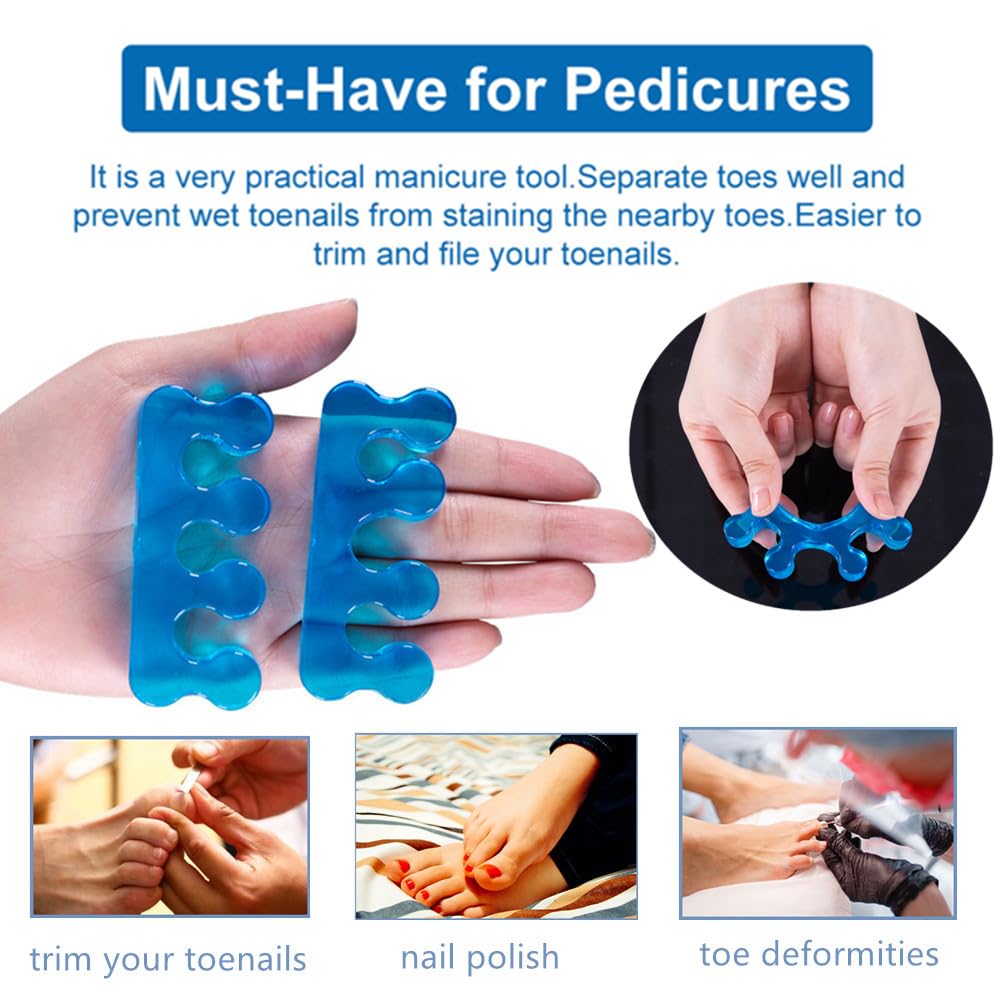 Pedicure Toe Separators for Bunion & Nail Polish Orthopedic Gel Toenail Dividers, Soft Gel Pedicure Kit Suitable for Salon Supplies, Beauty Tools for Toenail Separation