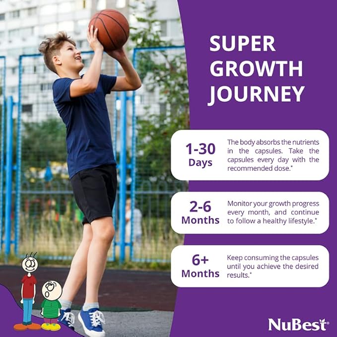 NuBest Tall 10+ - Height Growth Pills for Children (10+) & Teens Who Drink Milk Daily - 6 Pack