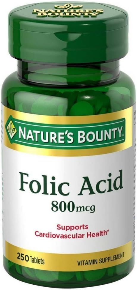 Folic Acid 800 mcg Tablets Maximum Strength, 4 Bottles (250 Count)