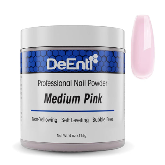 Acrylic Nail Powder, 4oz Medium Pink Acrylic Powder Dip for Nails, Long Lasting Salon Quality, Bubble Free Professional Manicures, for Fake Nails, Carving & Extensions (Nails not included)