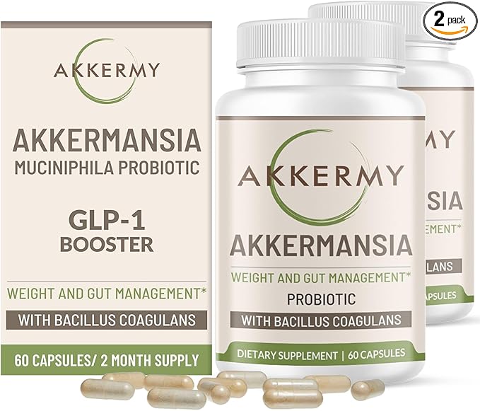 Akkermansia Muciniphila Probiotic for Weight & Gut Management - GLP-1 Boosting Supplement with Bacillus Coagulans, Vitamins B2, D3 & Chromium - SIBO Friendly, Vegan & Gluten Free - 120 Day Supply