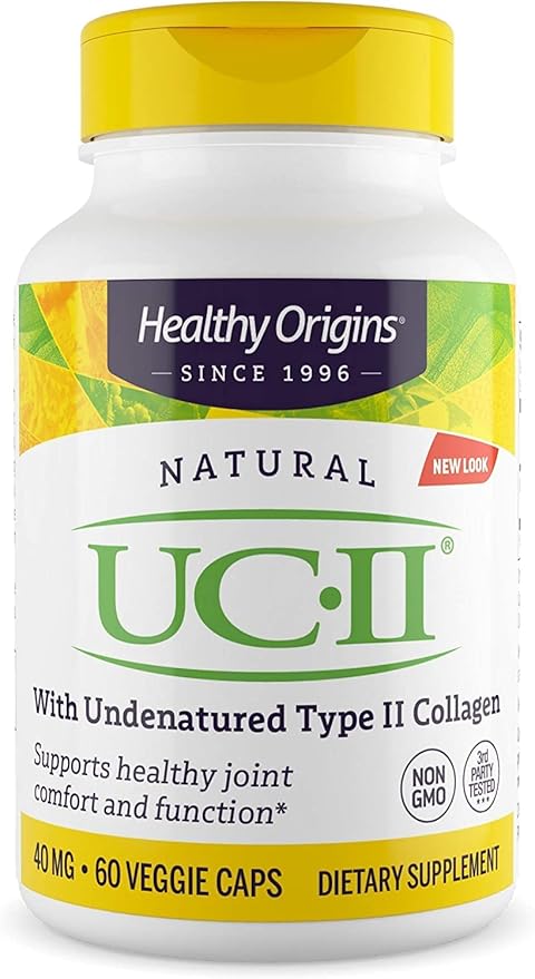 Healthy Origins UC-II, 40 mg - Premium Collagen Supplement for Joint Health, Mobility & Flexibility - Undenatured Type II Collagen - Gluten-Free & Non-GMO Supplement - 60 Veggie Caps
